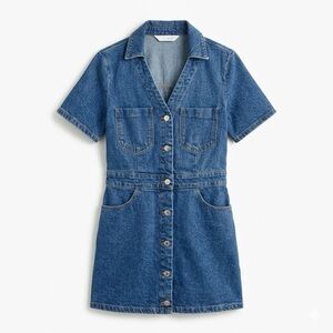 Zara NWT Denim Jean Button Front Mini Summer Dress Medium